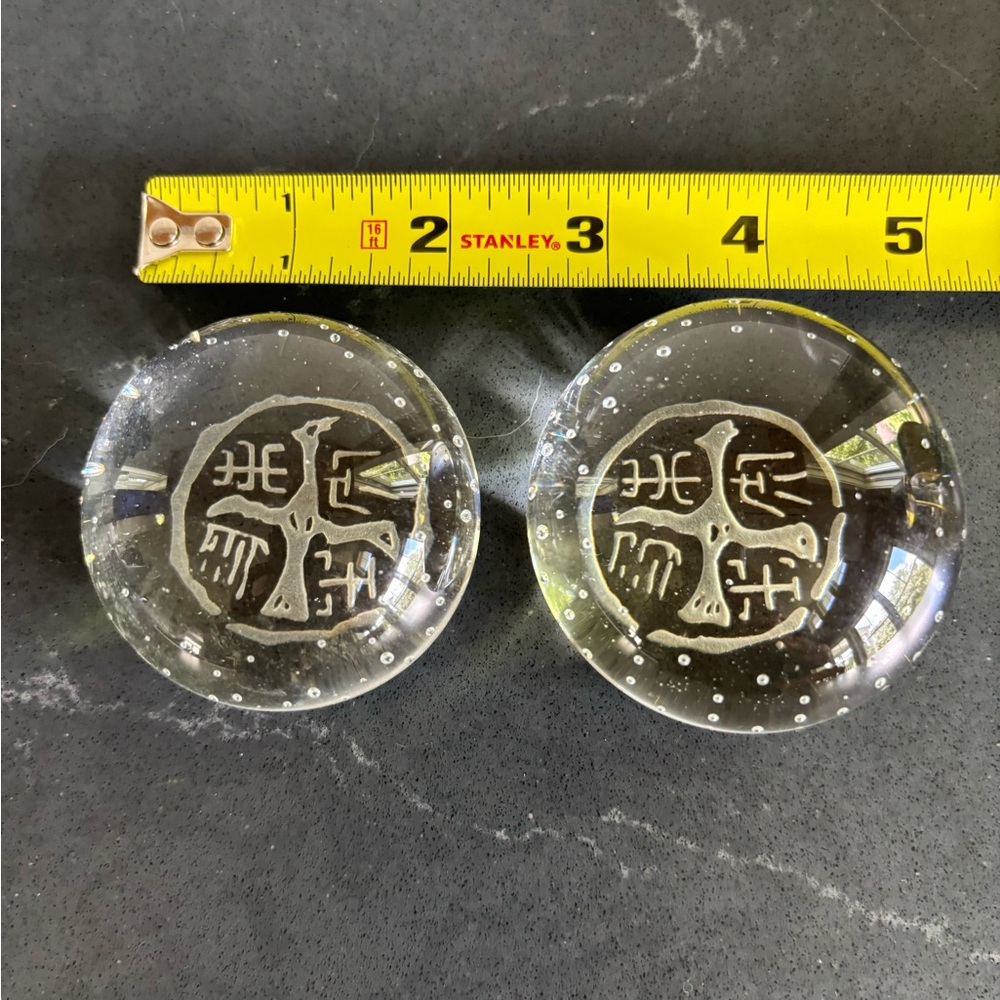 Artisan Clear Glass Paperweight Duo